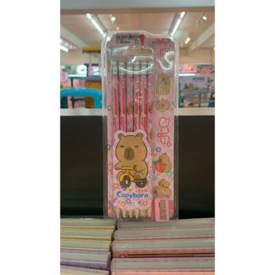 Pensil Set 12 Pcs HB Capybara Lucu / Pensil Kayu Anak Sekolah Alat Tulis + Rautan thumbnail 3