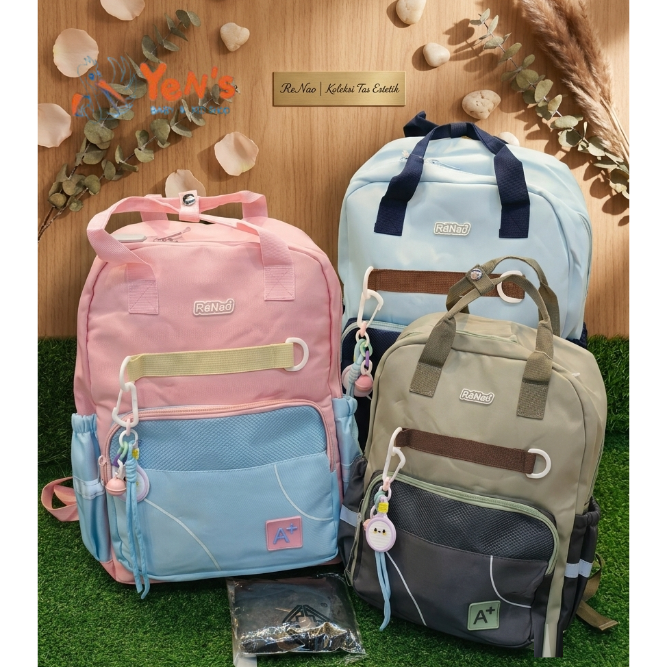 Tas Ransel Sekolah Anak ReNao – Tas Backpack Anak SD Karakter Estetik Free Gantungan Lucu