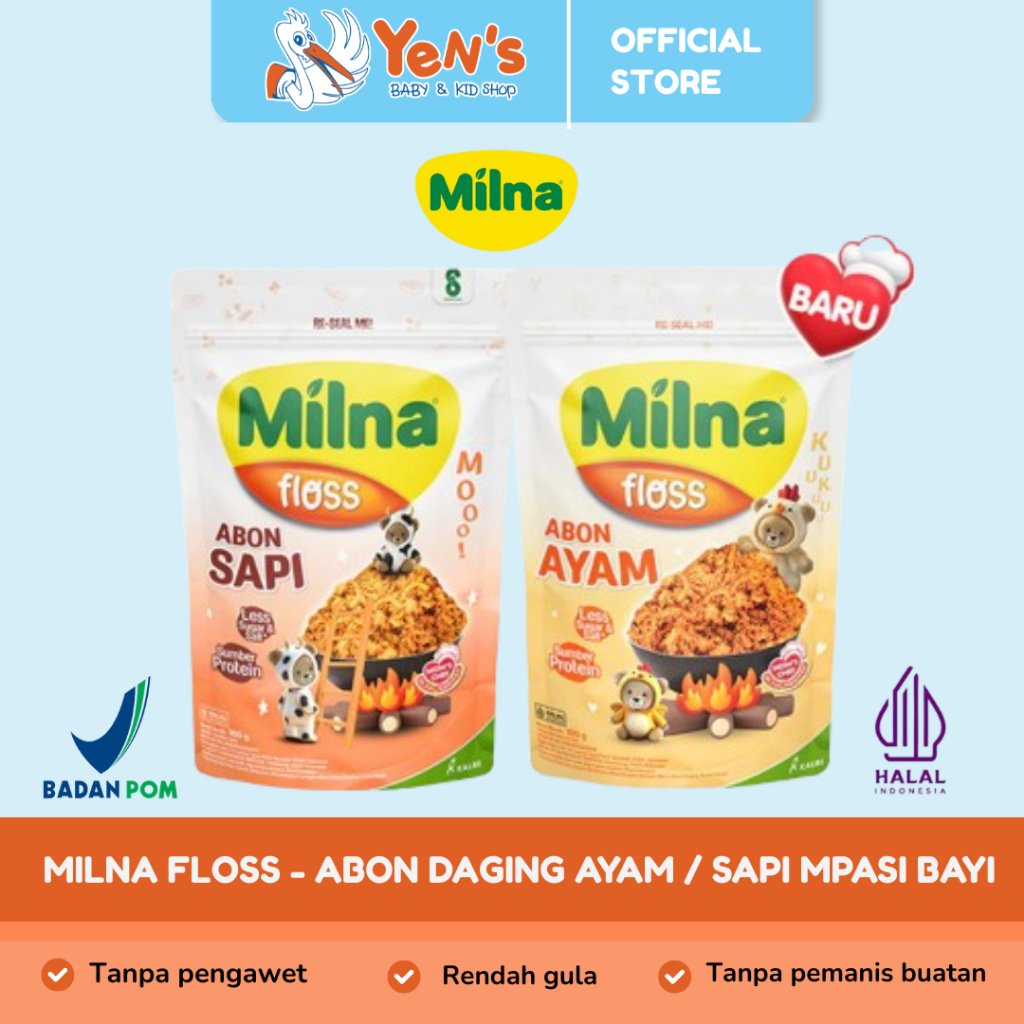 Milna Floss - Abon Daging Ayam / Sapi MPASI Bayi - Rendah gula dan garam