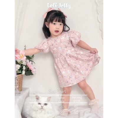 Loli Jolly Dress Anak Perempuan Lidya Dress Floral Katun 1 - 5 tahu thumbnail 6
