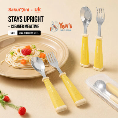Sakumini Sendok Garpu Stainless 304 Set Alat Makan Anak Bayi Feeding Spoon Fork Training MPASI