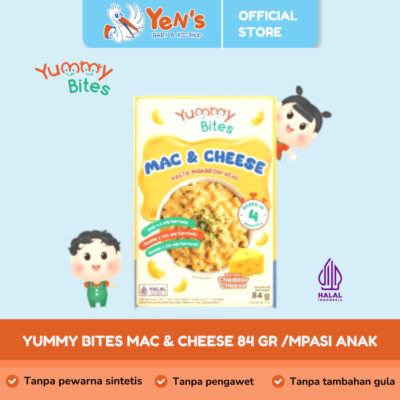 Yummy Bites Mac & Cheese 84 gr /MPASI Anak / Pasta Makaroni Keju Anak Kaya akan DHA, Omega 3 dan 6