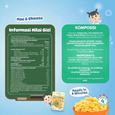Yummy Bites Mac & Cheese 84 gr /MPASI Anak / Pasta Makaroni Keju Anak Kaya akan DHA, Omega 3 dan 6 thumbnail 3