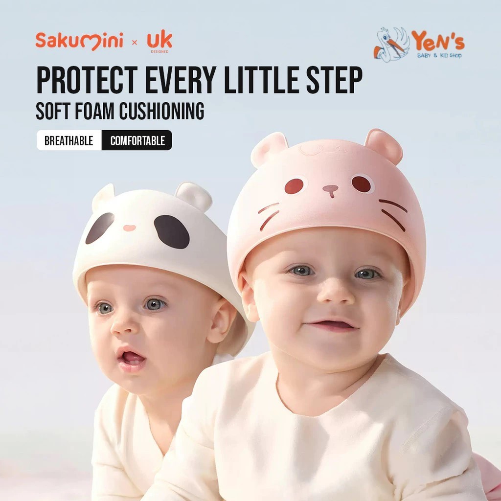 Sakumini Baby Head Protector Bantalan Helm Pelindung Kepala Anak Tahan Benturan Adjustable 360°