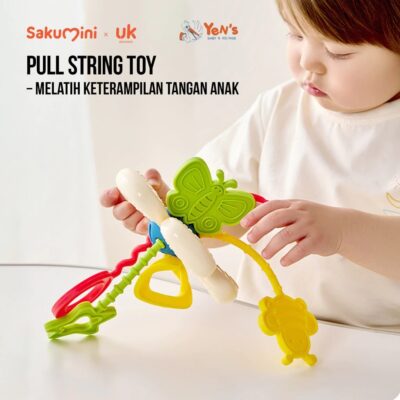 Sakumini Pop It Teether Silicone Pull String Toy | Mainan Edukasi Sensorik Motorik Anak Bayi Silikon