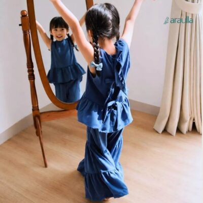 Yuna One Set Anak Perempuan | Setelan Anak Crinkle Airflow Premium premium, adem & nyaman thumbnail 3