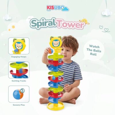 KISUBO Spiral Tower | Mainan Bola Susun Seluncur Mainan Edukatif Anak Bola Gelinding | Usia 3 tahun+ thumbnail 2