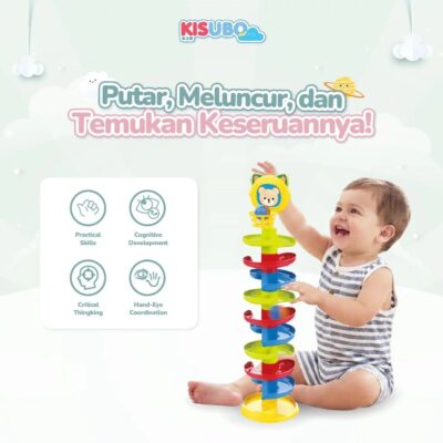 KISUBO Spiral Tower | Mainan Bola Susun Seluncur Mainan Edukatif Anak Bola Gelinding | Usia 3 tahun+ thumbnail 7