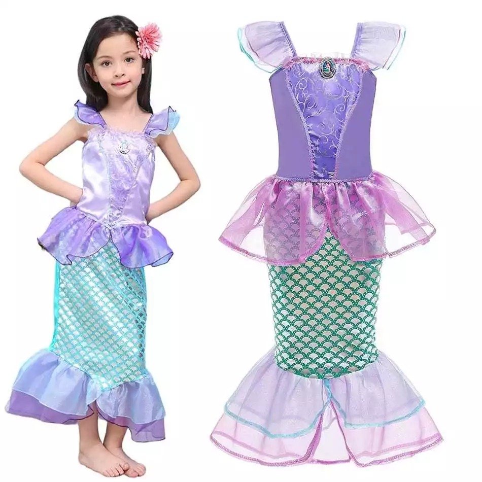 Baju Kostum Princess Ariel Mermaid Anak Dress Gaun Putri Duyung Ungu