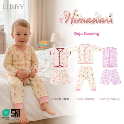 LIBBY Setelan Panjang Piyama Baju Kancing Motif Anak Perempuan (1 stel) Himawari