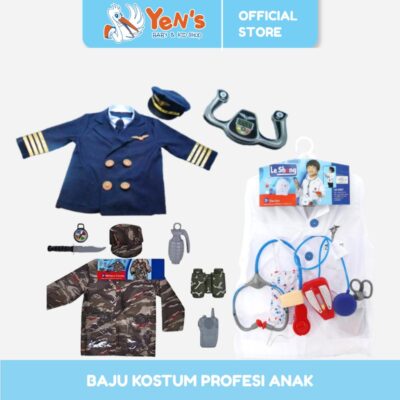 LESHENG Baju Kostum Profesi Doctor / pramugari / Pilot & Chef - Baju Cosplay Anak (Age 3-8)