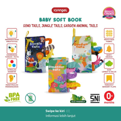 IQAngel Baby Soft Book 11x2cm | Buku Edukasi Kain Bayi 12 Halaman - Melatih Sensorik & Motorik Anak