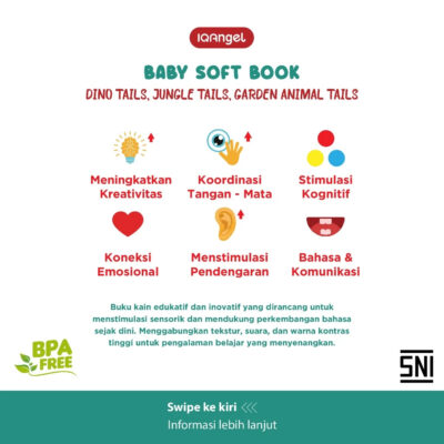IQAngel Baby Soft Book 11x2cm | Buku Edukasi Kain Bayi 12 Halaman - Melatih Sensorik & Motorik Anak thumbnail 7