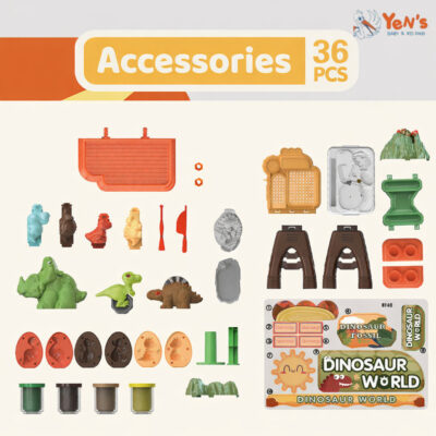 Mainan Meja Playdough Dino World Set 36 PCS – Mainan Dough Anak Edukasi Cetakan Dinosaurus thumbnail 3