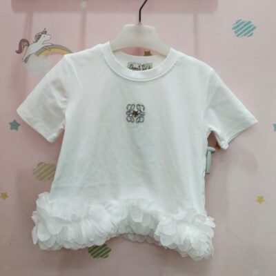 Kaos Baju Anak Perempuan Import Detail Ruffle Bunga Rumbai & Broche Mewah 851805 thumbnail 3