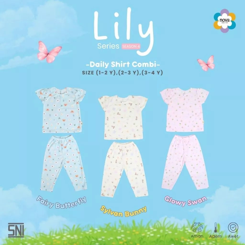 NOVA Lily Nature Series - Daily Shirt - Setelan Baju Anak Perempuan Combi 1-4 Tahun