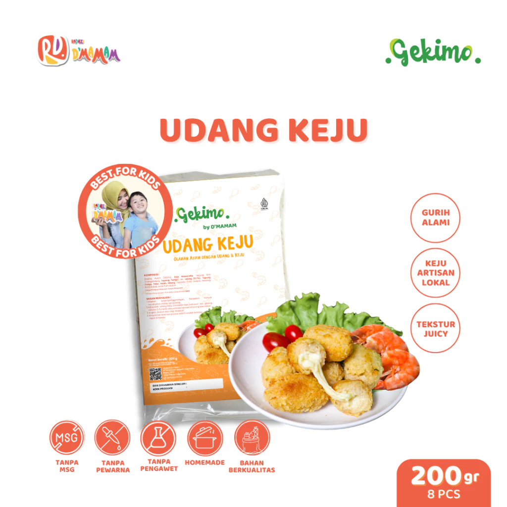 Radaza D'MAMAM Udang Keju Mozzarella 200g No MSG No Pengawet Cemilan Lauk Praktis Anak MPASI Nugget