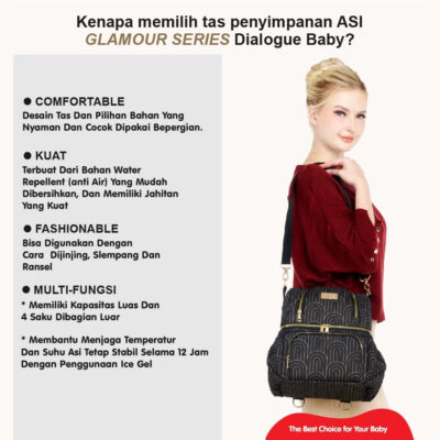 Dialogue Baby Cooler Bag Double Container Glamour Series DGC1025 - Ukuran 27 x 13 x 23 cm thumbnail 2