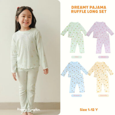 Happy Pumpkin Dreamy Pajama Ruffle Set BreatheKnit - Setelan Pajama BreatheKnit Anak Lengan Panjang
