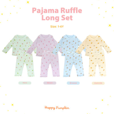 Happy Pumpkin Dreamy Pajama Ruffle Set BreatheKnit - Setelan Pajama BreatheKnit Anak Lengan Panjang thumbnail 2