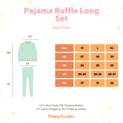 Happy Pumpkin Dreamy Pajama Ruffle Set BreatheKnit - Setelan Pajama BreatheKnit Anak Lengan Panjang thumbnail 3