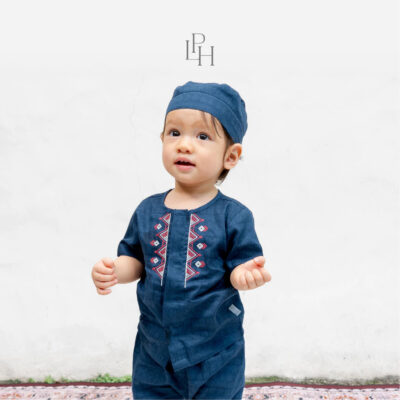 Little Palmerhaus Setelan Baju Koko Bayi - Baju Lebaran 2026 - Rihla Baby Boy Set + Peci