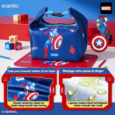 ECENTIO Lunch Box Captain America Tempat Bekal Anak Set Botol Minum Anti Bocor Dan Tumpah BPA FREE thumbnail 4
