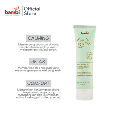 Bambi Mom’s Leg & Foot Cream 100ml – Skincare Ibu Hamil dan Menyusui – Anti Nyeri & Pegal thumbnail 5