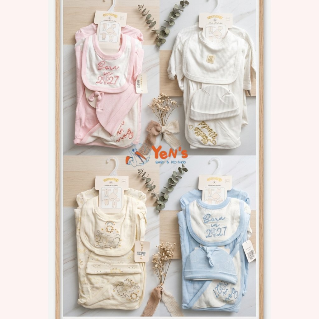 Sunnozy Set Baju Bayi Baru Lahir 6in1 Premium - Paket Hampers Perlengkapan Bayi Laki-Laki & Perempuan