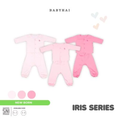 BABY HAI Iris Set - Setelan New Born Baju Panjang Celana Panjang - Seri Pink 1 Stel