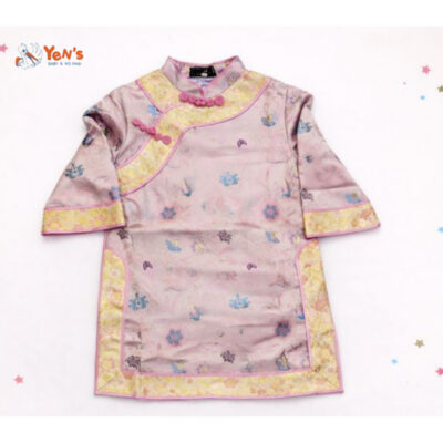 Dress Anak Perempuan Cheongsam Merah Motif Bunga Emas Elegan - Gaun Anak Gaya Oriental Tradisional Modern Detail Pita Cantik Nyaman untuk Imlek Fashion Anak Premium thumbnail 6