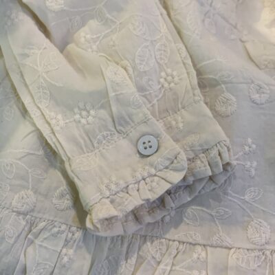 Dress Anak Perempuan Putih Vintage Kerah Renda Brokat Lengan Panjang Katun Bordir Premium thumbnail 3