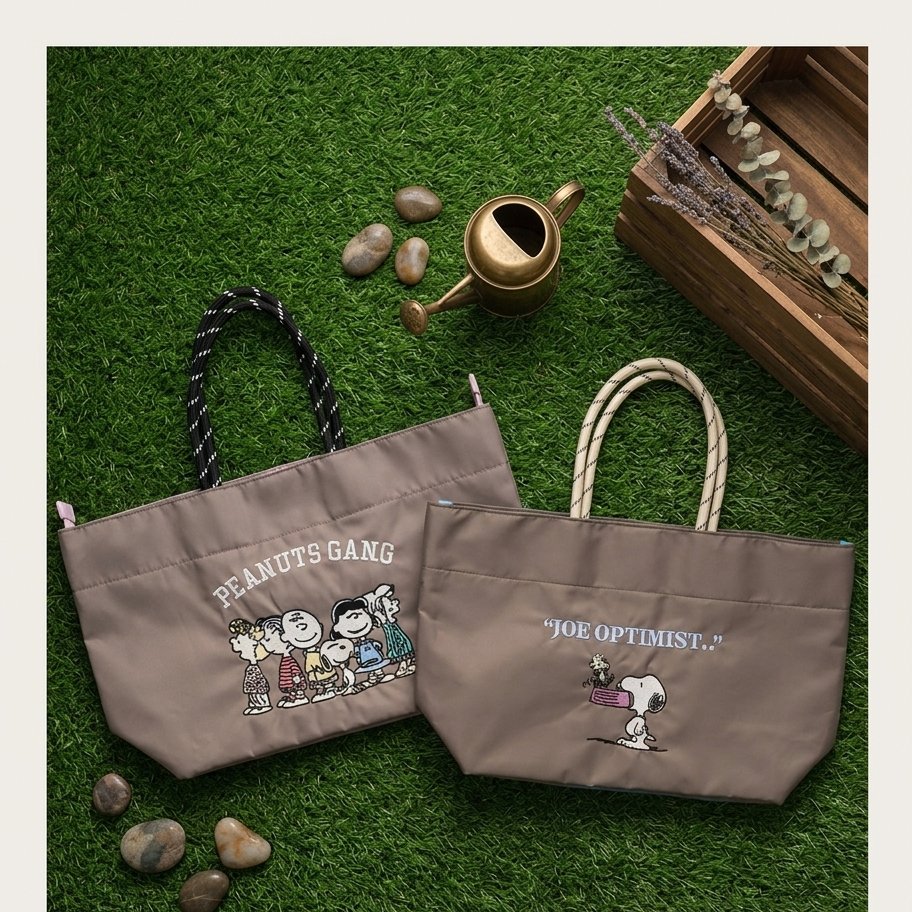 Tote Bag Parasut Snoopy Peanuts Series - Tas Jinjing Casual Minimalis Lucu