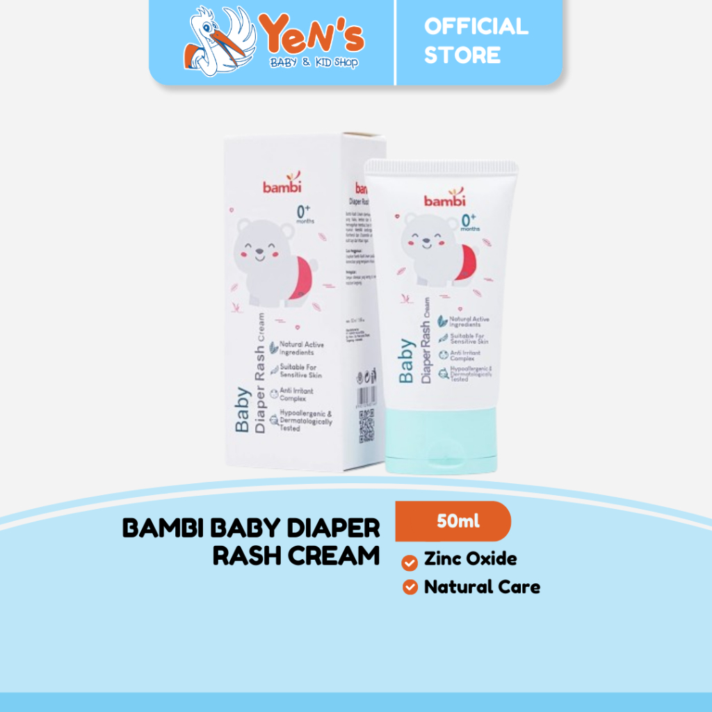 Bambi Baby Diaper Rash Cream 50ml | Krim Ruam Popok / Area Lipatan Pada Bayi Kulit Normal - Sensitif