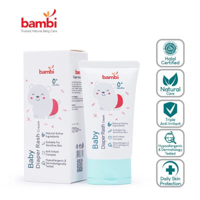 Bambi Baby Diaper Rash Cream 50ml | Krim Ruam Popok / Area Lipatan Pada Bayi Kulit Normal - Sensitif thumbnail 2