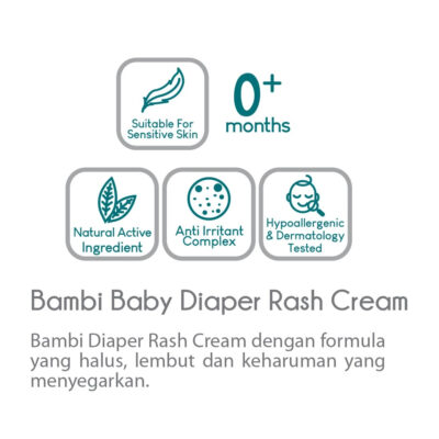 Bambi Baby Diaper Rash Cream 50ml | Krim Ruam Popok / Area Lipatan Pada Bayi Kulit Normal - Sensitif thumbnail 4