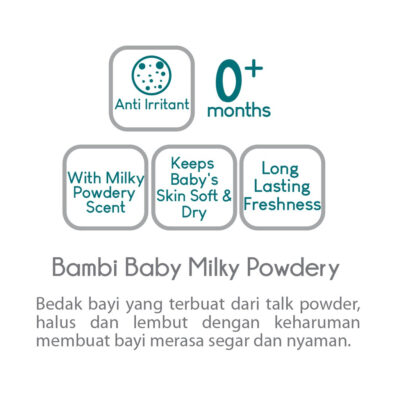 Bambi Baby Powder 250gr Bedak Bayi Tabur Kulit Normal - Sensitif thumbnail 5