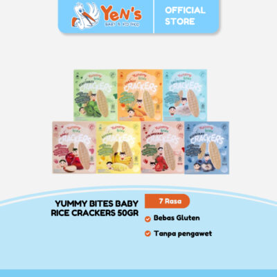 YUMMY BITES Baby Rice Crackers 50gr (6m+) - Snack MPASI | Snack Bayi | Snack Anak | Cemilan Bayi