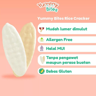 YUMMY BITES Baby Rice Crackers 50gr (6m+) - Snack MPASI | Snack Bayi | Snack Anak | Cemilan Bayi thumbnail 2