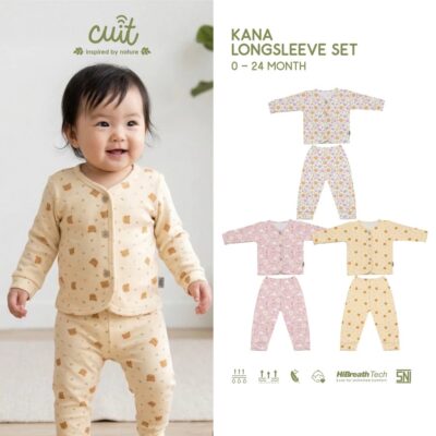 Cuit Kana Setelan Anak Bayi 0 - 2 Tahun Kaos Tangan Panjang Motif Floral