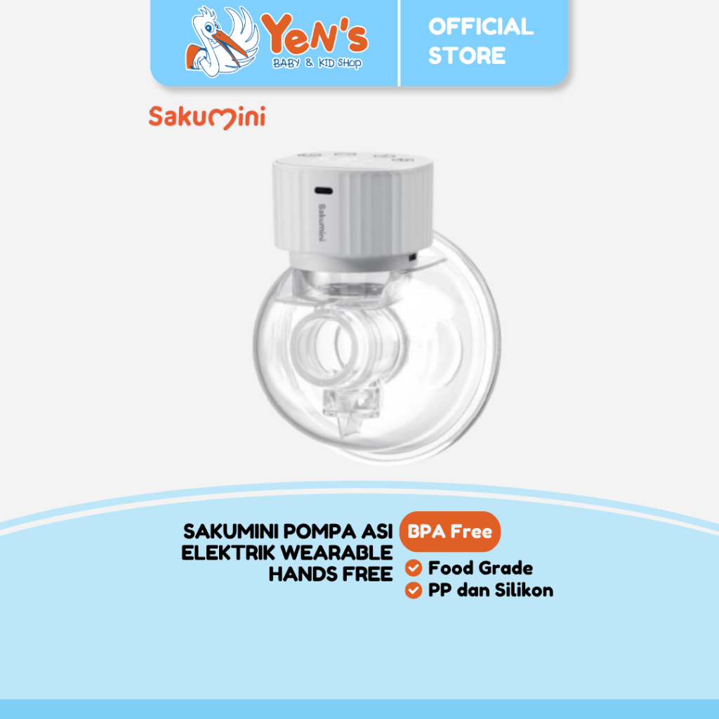 Sakumini Pompa Asi Elektrik Wearable Hands Free Breast Pump Electric White