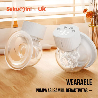 Sakumini Pompa Asi Elektrik Wearable Hands Free Breast Pump Electric White thumbnail 2
