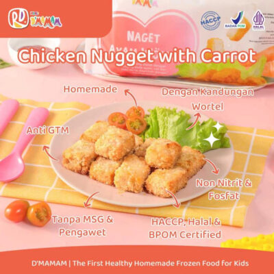 Radaza D'MAMAM Chicken Nugget with Carrot 250g No MSG Cemilan Lauk Praktis Anak MPASI BPOM & HALAL thumbnail 3