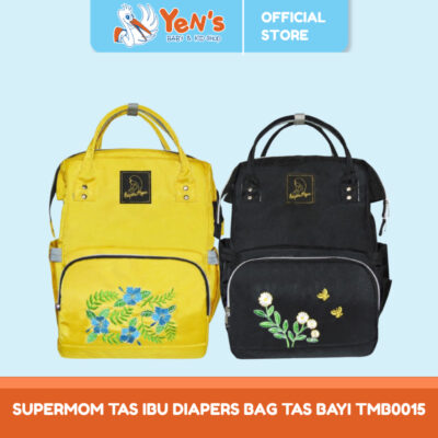 Supermom Tas Ibu Diapers Bag Tas Bayi TMB0015 - Tas Perlengkapan Bayi Motif Bunga Bordir