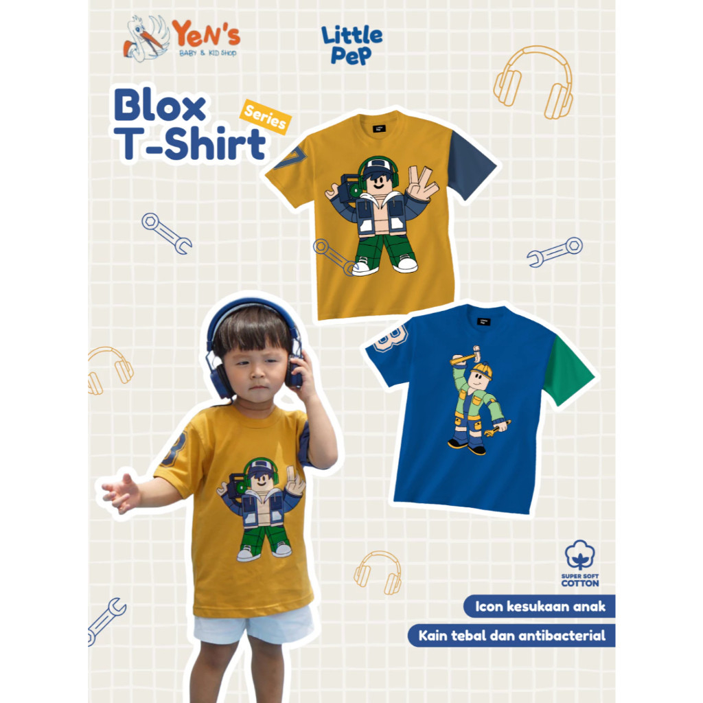 Little Pep - Blox Tshirt - Tshirt anak - Baju Atasan Kaos Anak Laki Laki