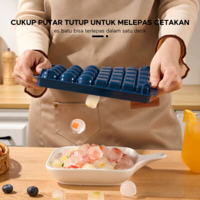 ecentio Cetakan Es Batu 2-in-1 Ice Cube Tray Honeycomb Heksagon 32 Slot DIY Pembuat Es Bola BPA FREE thumbnail 2