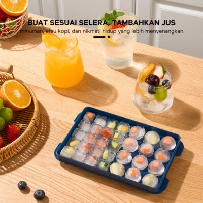 ecentio Cetakan Es Batu 2-in-1 Ice Cube Tray Honeycomb Heksagon 32 Slot DIY Pembuat Es Bola BPA FREE thumbnail 3