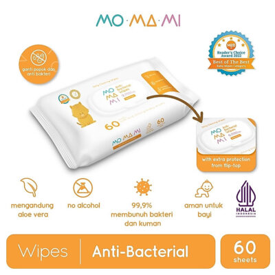 Momami Anti Bacterial Wipes / Tisue Basah (10 / 30 /60 Lembar) thumbnail 3