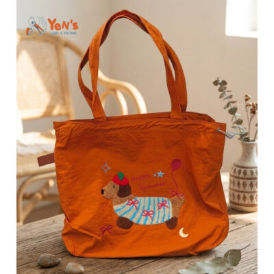Tote Bag Karakter Bordir Bulu Lucu - Tas Jinjing Kuliah Sekolah Kerja Gaya Korea Aesthetic Premium thumbnail 2