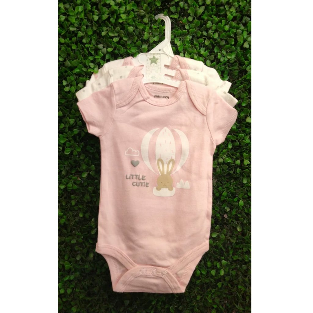 Jumper Bayi Lengan Pendek Katun Premium Isi 3Pcs / Bodysuit Bayi Motifs Lucu 0-9 Bulan